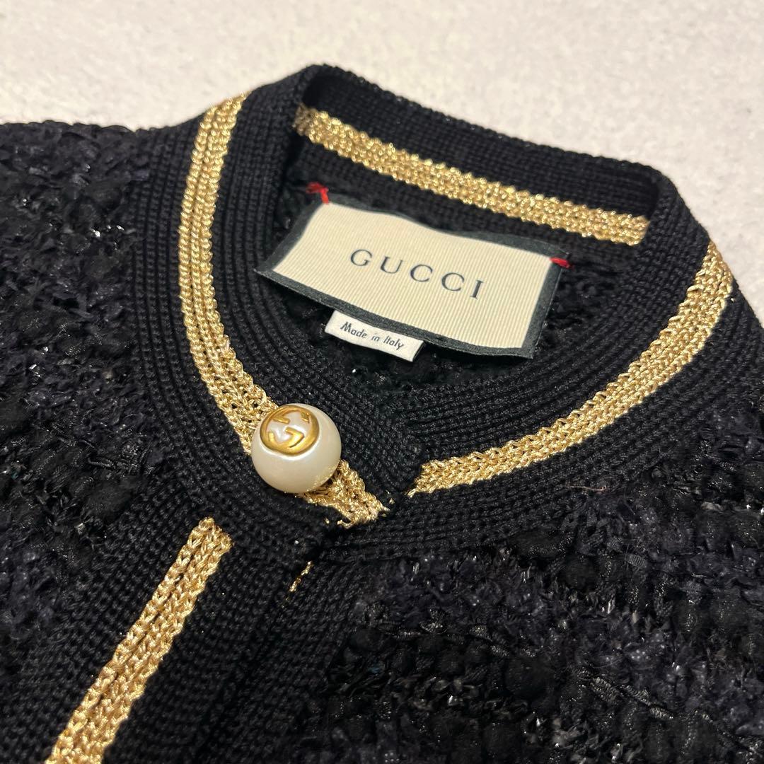 【安室奈美恵さんモデル】GUCCI ウェブライン　ラメ入りカーディガン　ブラック