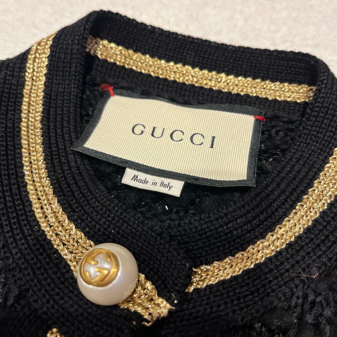 【安室奈美恵さんモデル】GUCCI ウェブライン　ラメ入りカーディガン　ブラック