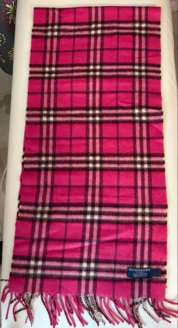 BURBERRY カシミヤ マフラー ピンク チェック