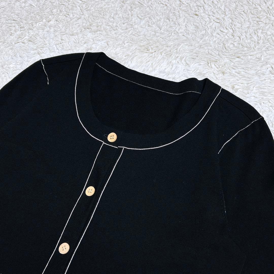 美品/フォクシー　バイカラーカーディガン　羽織り　ライン　ブラック　38