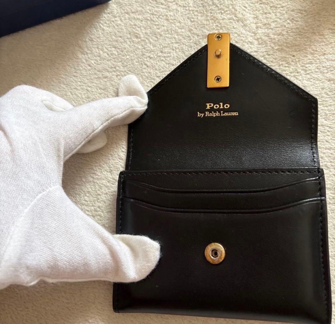 Polo ID レザー フォールドオーバー カード ケース　ブラック