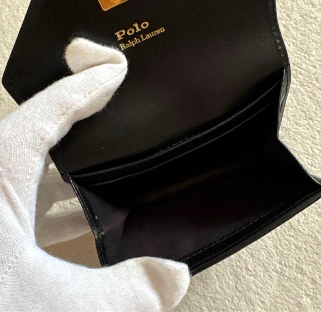 Polo ID レザー フォールドオーバー カード ケース　ブラック