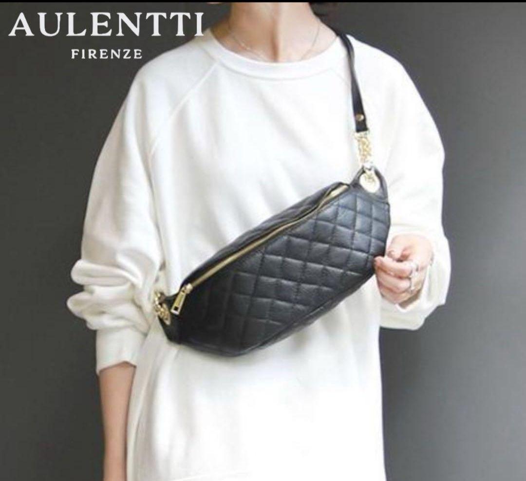 ［極美品］AULENTTI オウレンティ　ボディバッグ　ブラック レザー