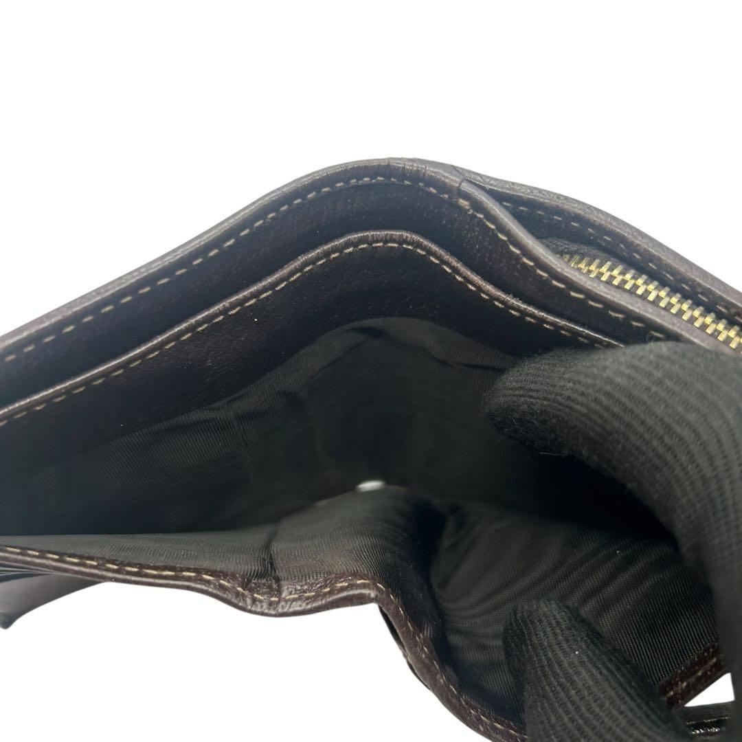 希少✨グッチ 二つ折り財布 アビー Dリング GGキャンバス ブラウン レザー
