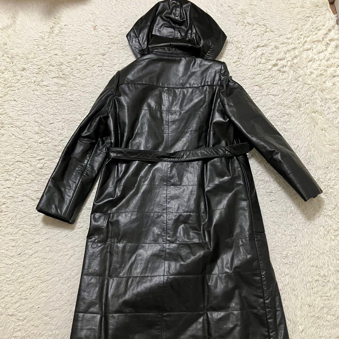 Angel Leather エンゼル リアルレザー ロングコート 黒 美品 9号