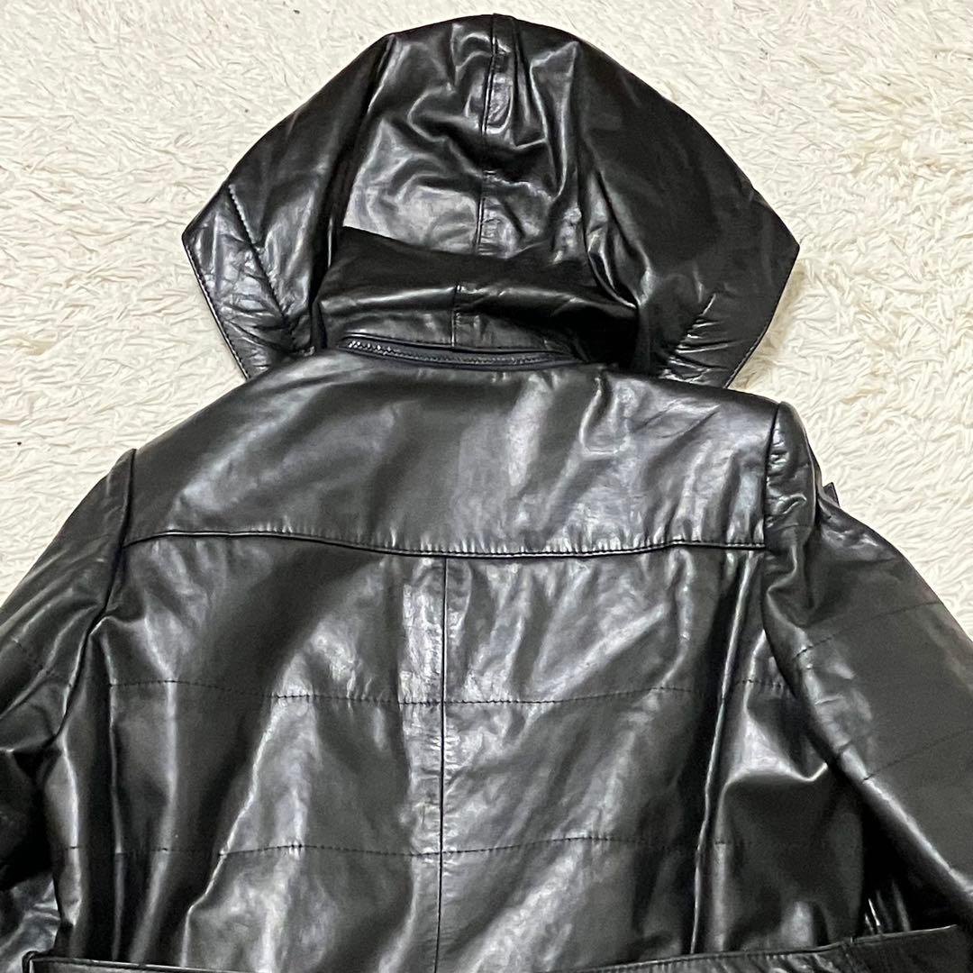 Angel Leather エンゼル リアルレザー ロングコート 黒 美品 9号