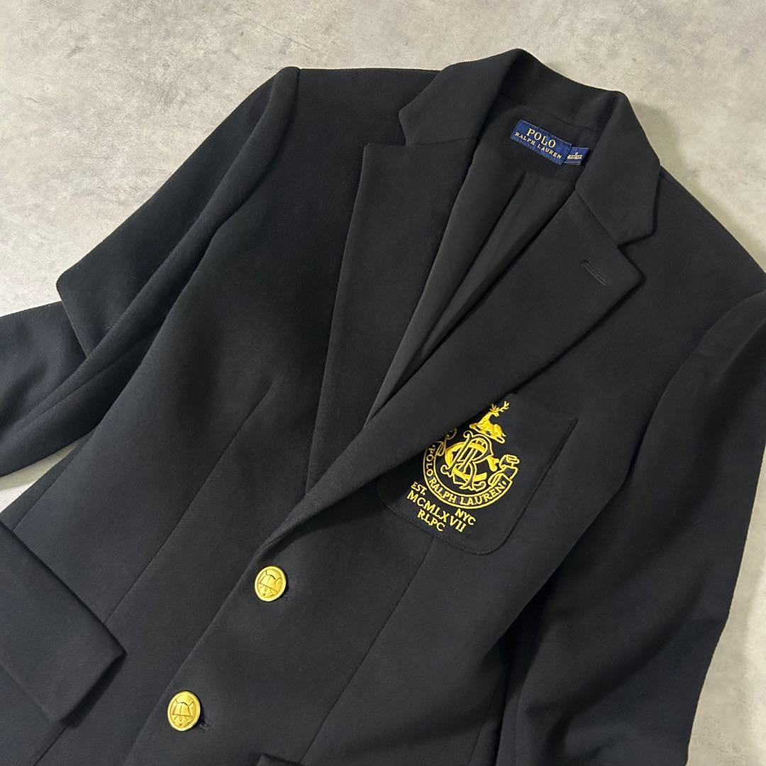 【POLO RALPH LAUREN】金ボタンブレザー 0号 ブラック XS相当