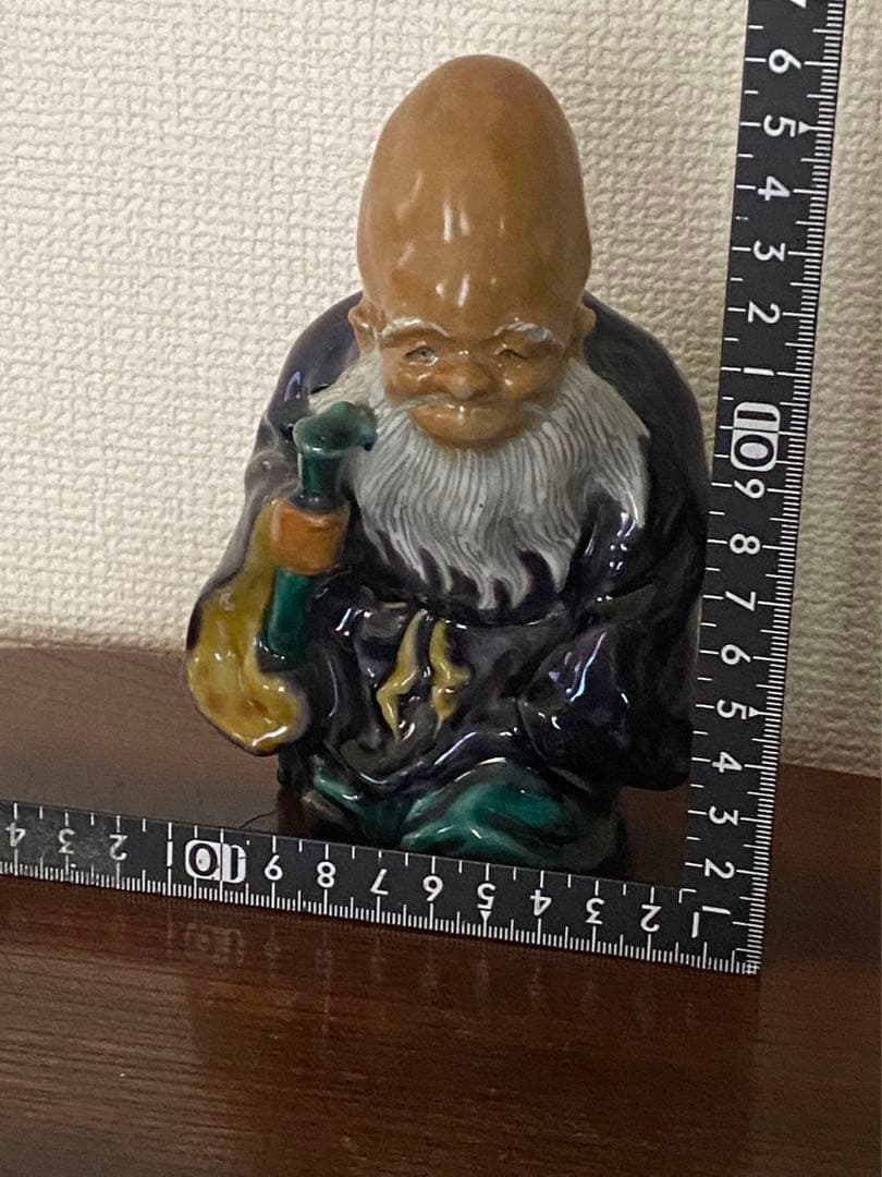 中国美術 陶磁製 七福神 壽老人 缘起物 年代物