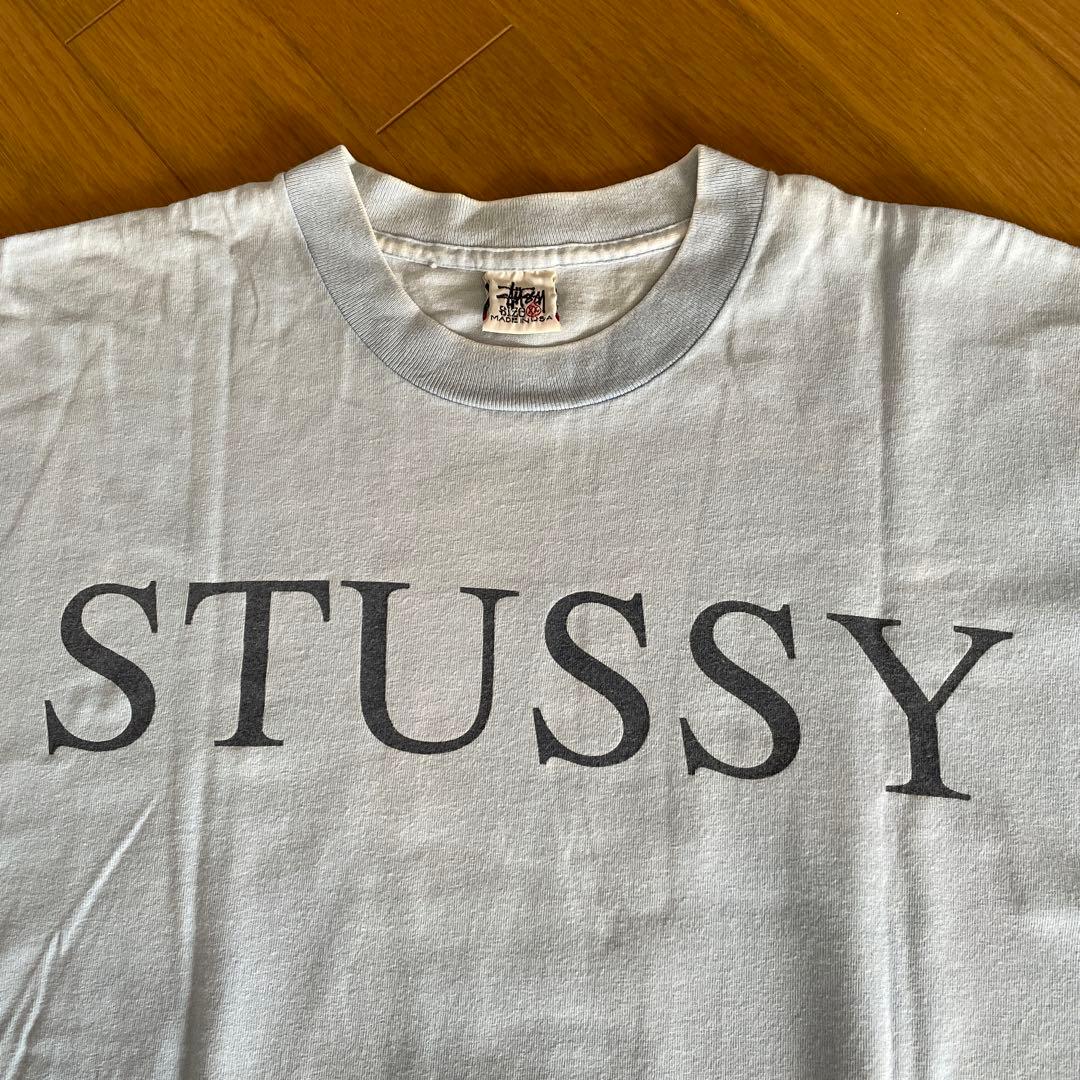 OLD STUSSY 90年台 前期白タグ水色Tシャツ XLサイズ