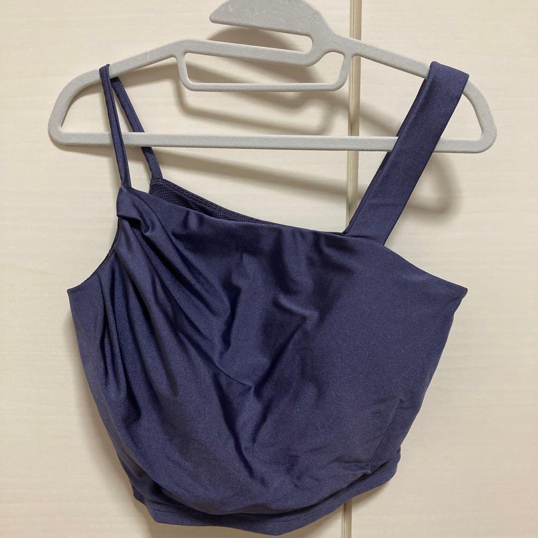 SUKALA スカーラ　シャインストレッチアシンメトリーブラトップ　ブルー　M