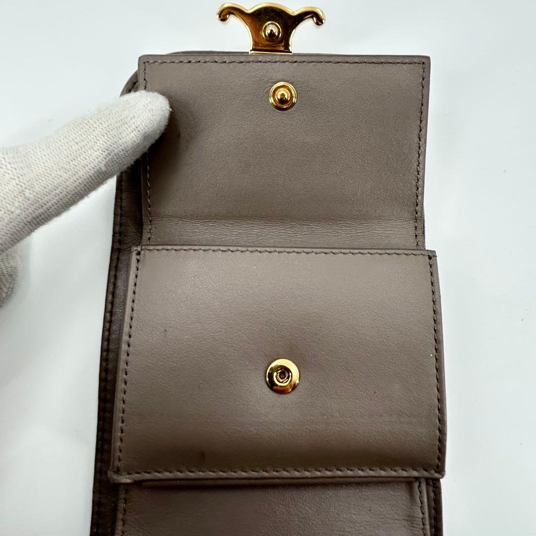良品✨セリーヌ 折り財三つ折り トリオンフ レザー グレー