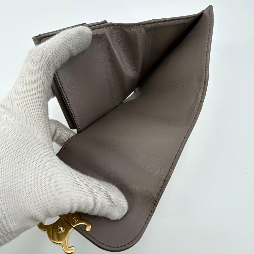 良品✨セリーヌ 折り財三つ折り トリオンフ レザー グレー