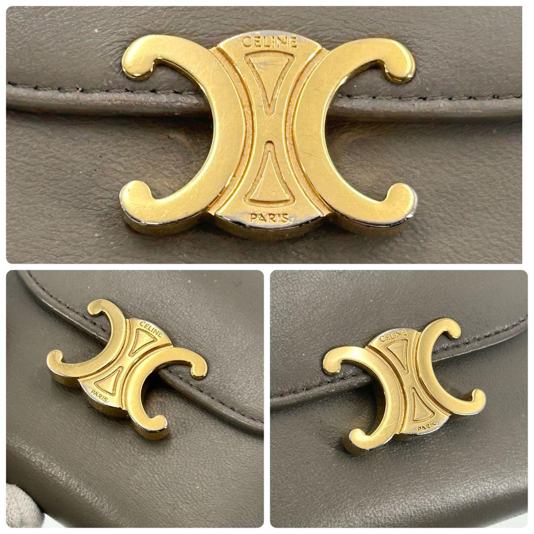 良品✨セリーヌ 折り財三つ折り トリオンフ レザー グレー