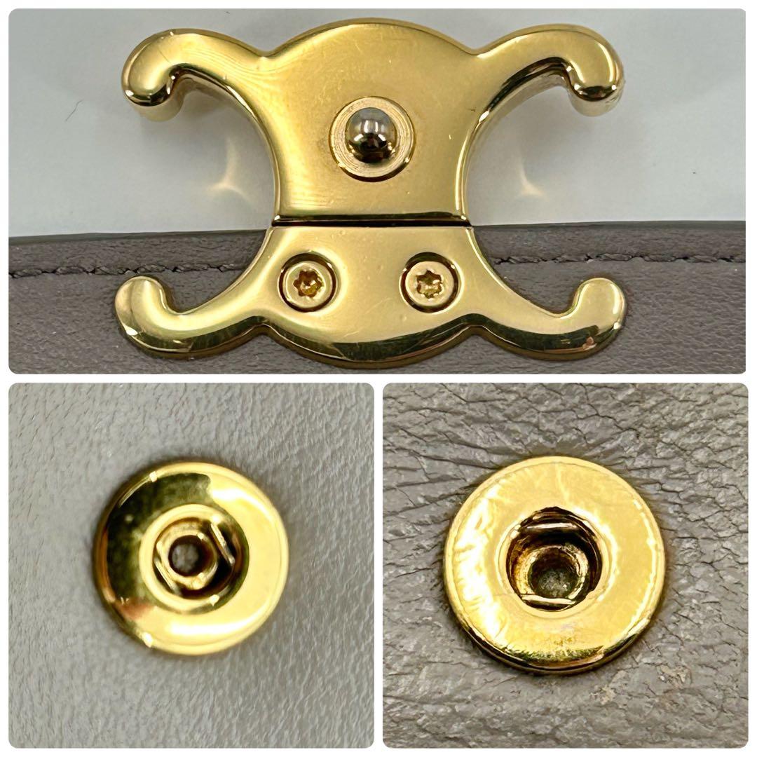 良品✨セリーヌ 折り財三つ折り トリオンフ レザー グレー