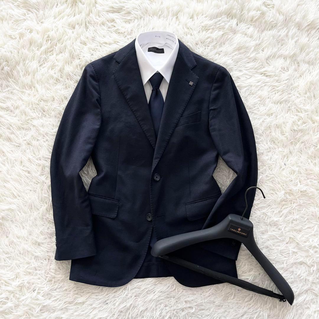 <美品>TAGLIATORE × ブリッラ ネイビー ウール ジャケット 42