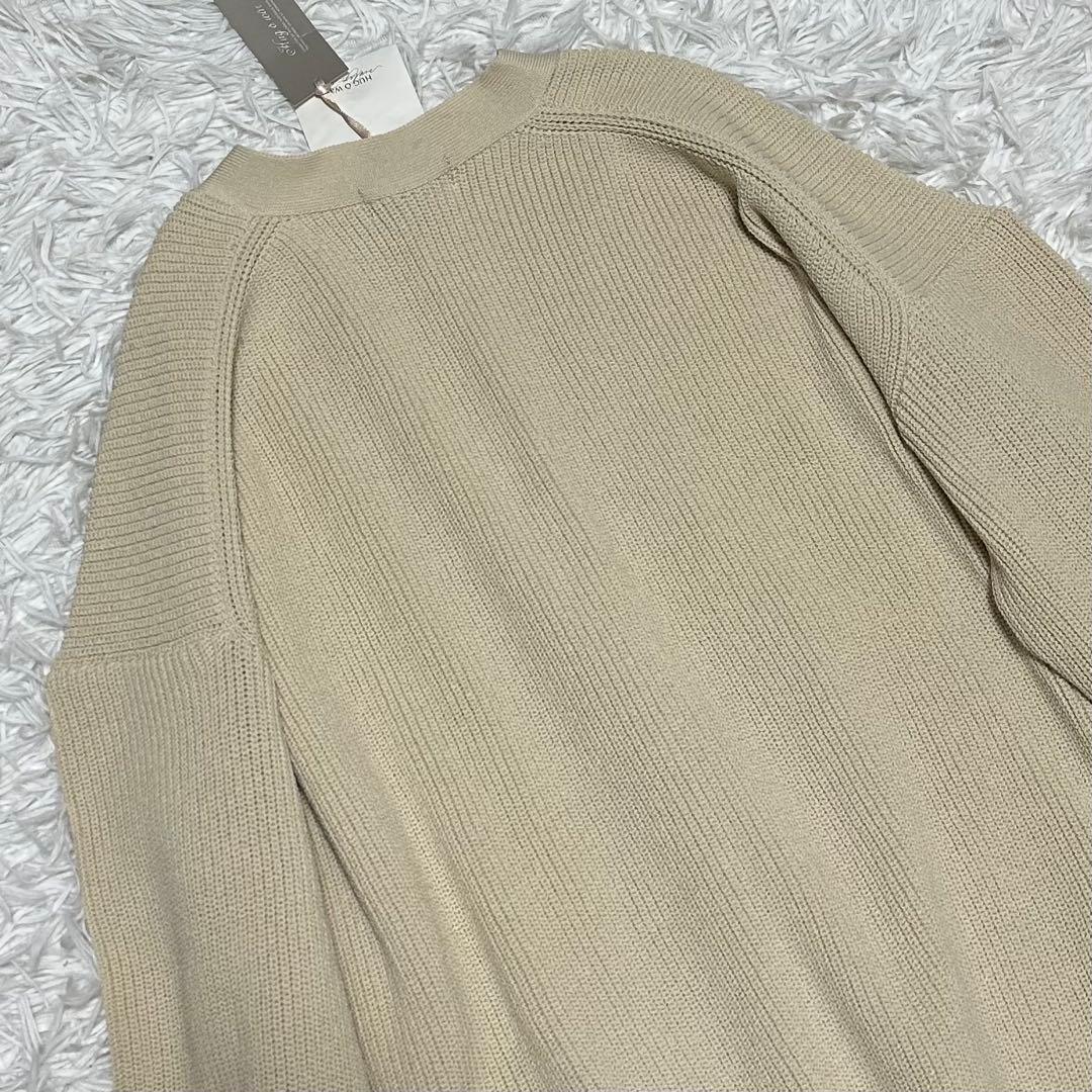 ✨もえ✨HUG Ō WäR 畦編みニットカーディガン クリーム