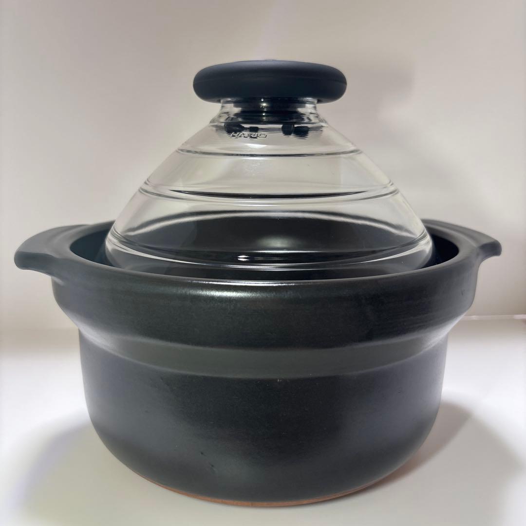 【美品】HARIO ハリオ フタがガラスのご飯釜 2〜3合用 GN-200