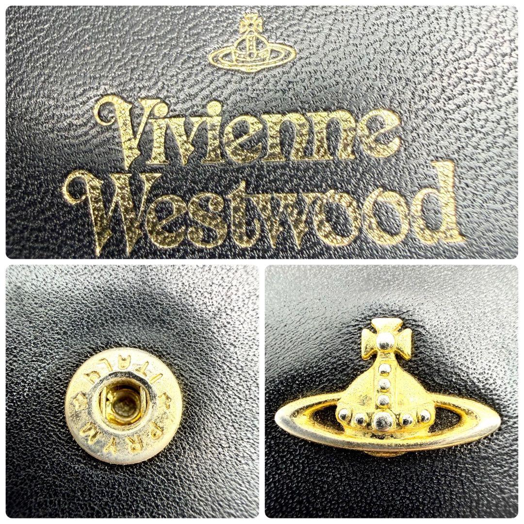 Vivienne Westwood　三つ折り財布　レザー　ブラック　ゴールド金具
