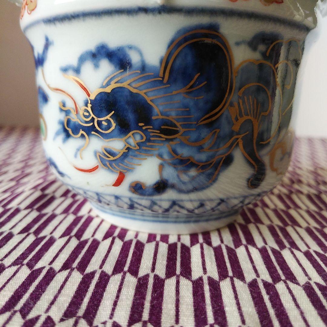 古伊万里 色絵染付 雲龍文りん茶碗 蕎麦猪口 向付 渦福 極上手 アンティーク