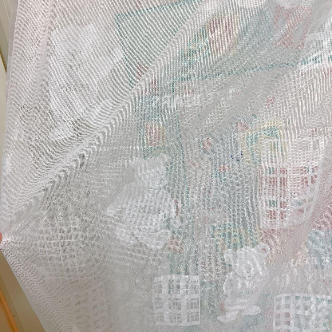 クマのイラスト くまさん レースカーテン ファンシー レトロ 4枚セット