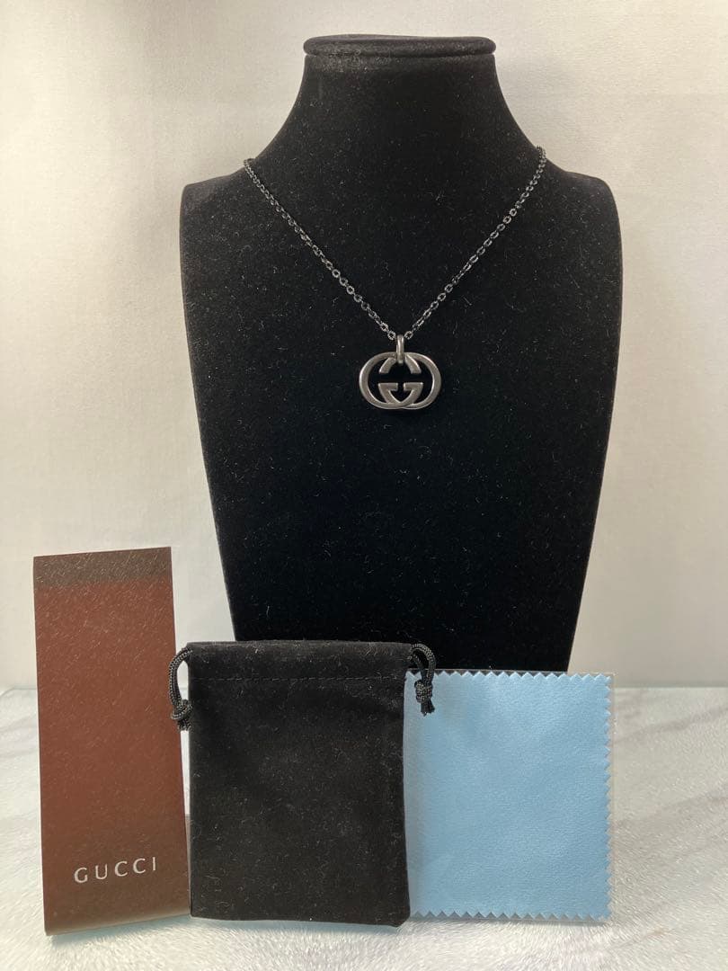 【超美品】GUCCI ネックレス トップ925燻し加工＋社外チェーン