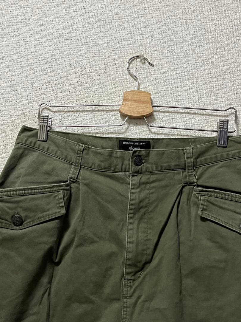 グラム　ベイヤーサルエルパンツ　/3　カーキ　ストレッチ　裾リブ式　glamb