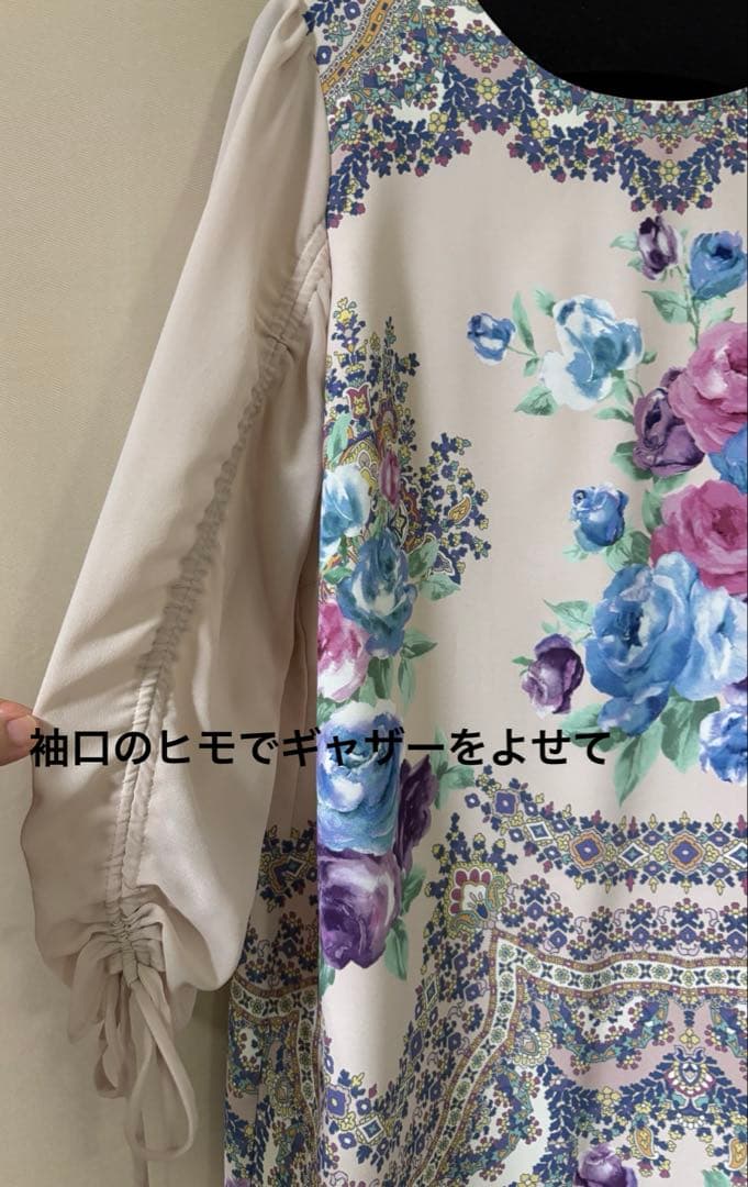 美品 ローズティアラ46 大きいサイズ 花柄 春ワンピース