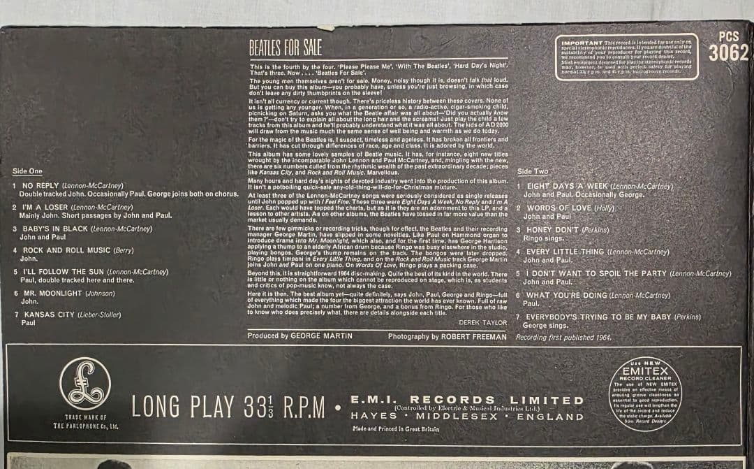 UKオリジナル ビートルズ「Beatles For Sale」ステレオ盤