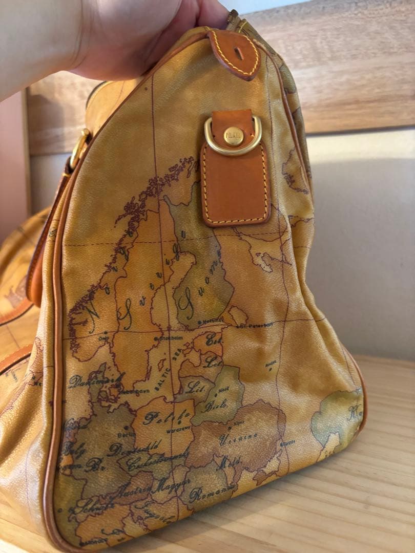 PRIMA CLASSE プリマクラッセ ボストンバッグ 地図キャメル本革