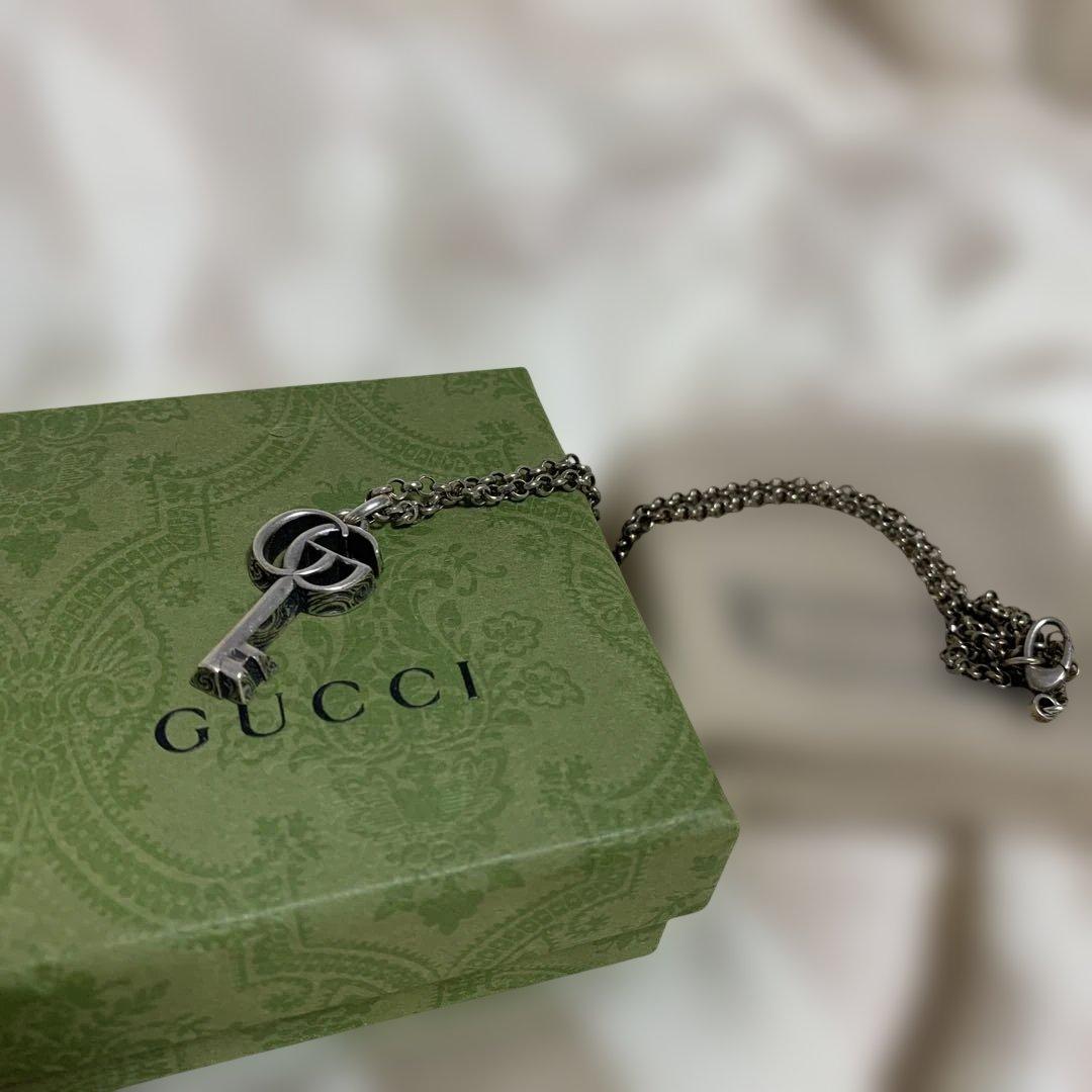 GUCCI グッチ アラベスク ダブルGキー ネックレス シルバー925