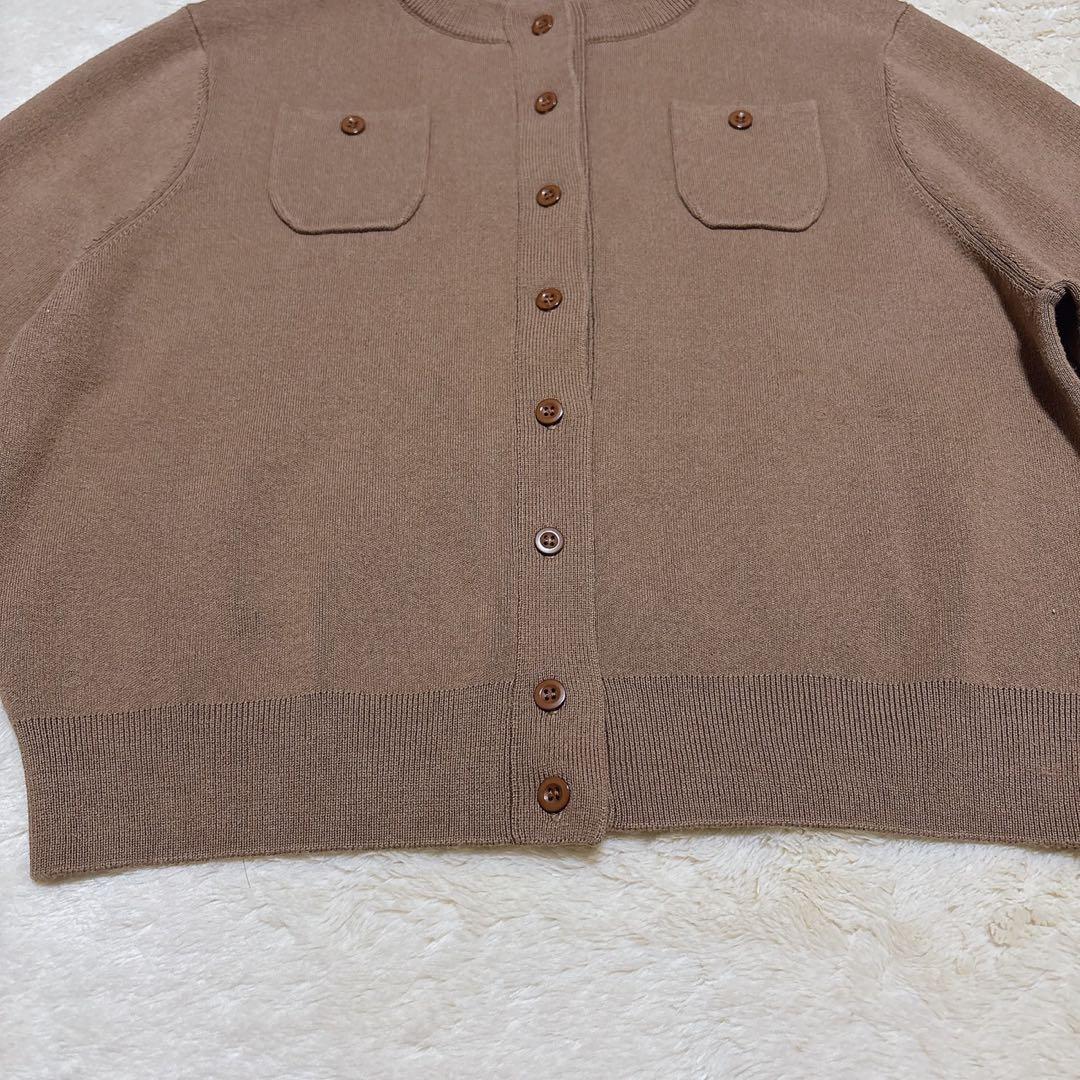 美品 CABaN コットンカシミヤ クルーネックカーディガン ブラウン XS