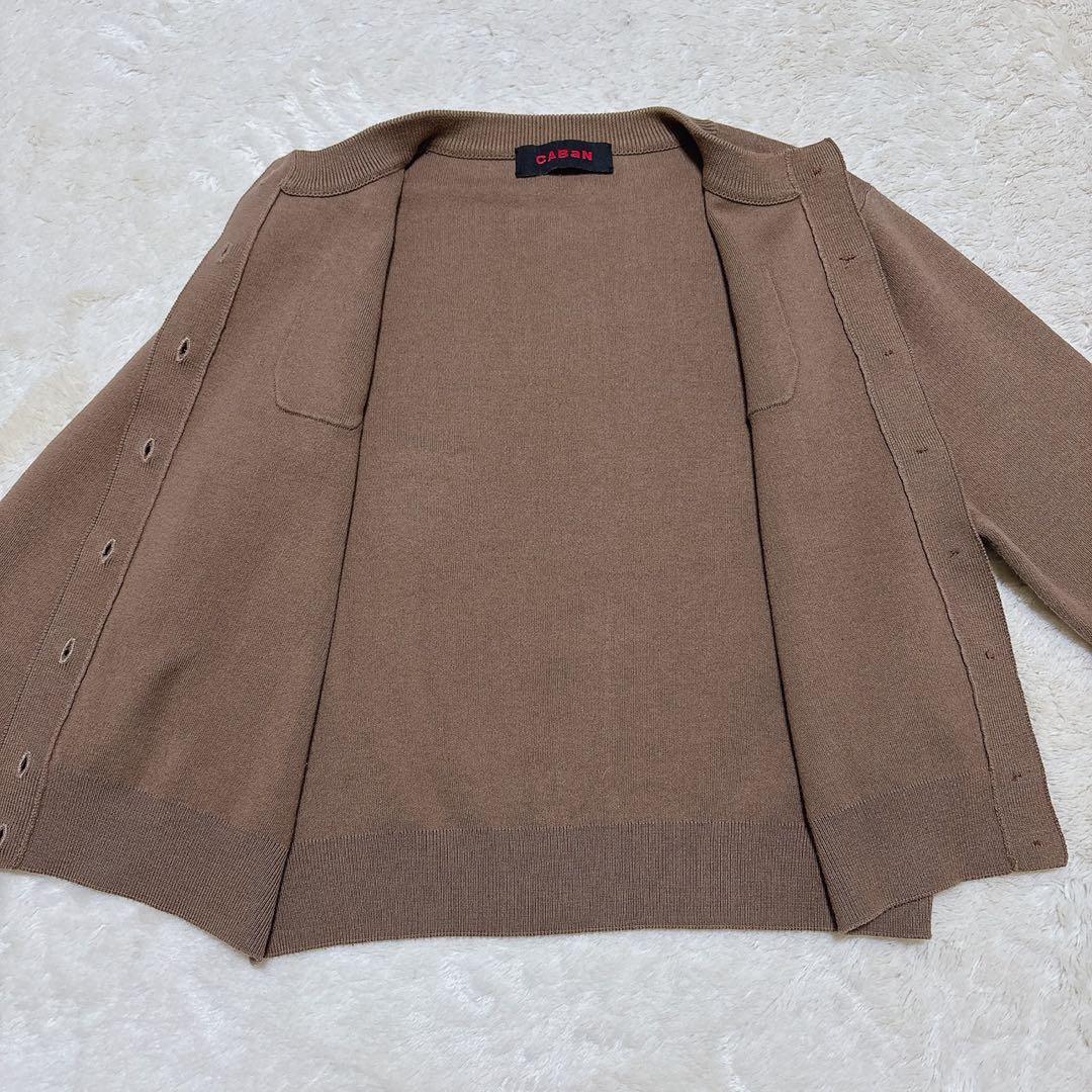 美品 CABaN コットンカシミヤ クルーネックカーディガン ブラウン XS