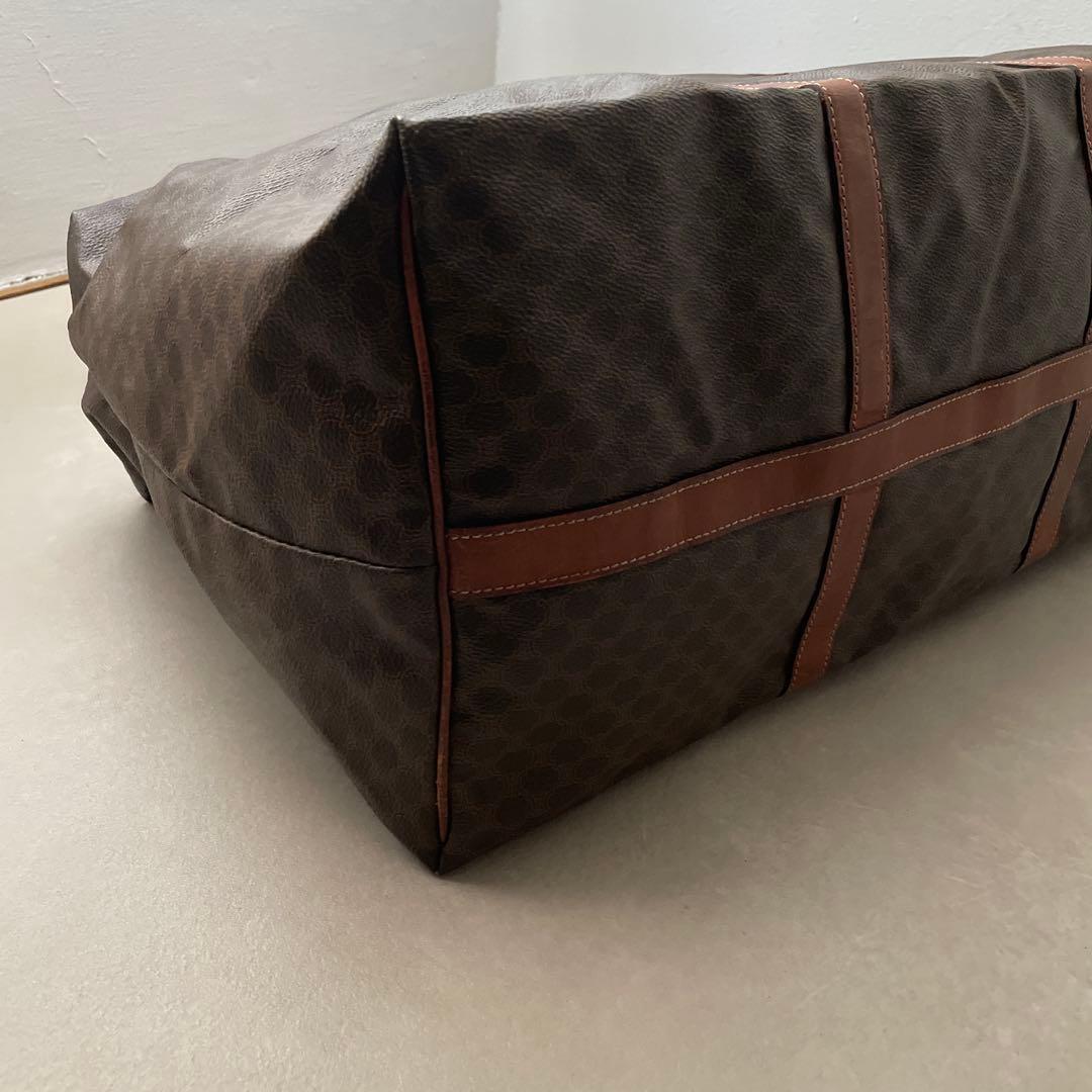 セリーヌ CELINE PVC レザー ボストンバッグ マカダム柄 ブラウン