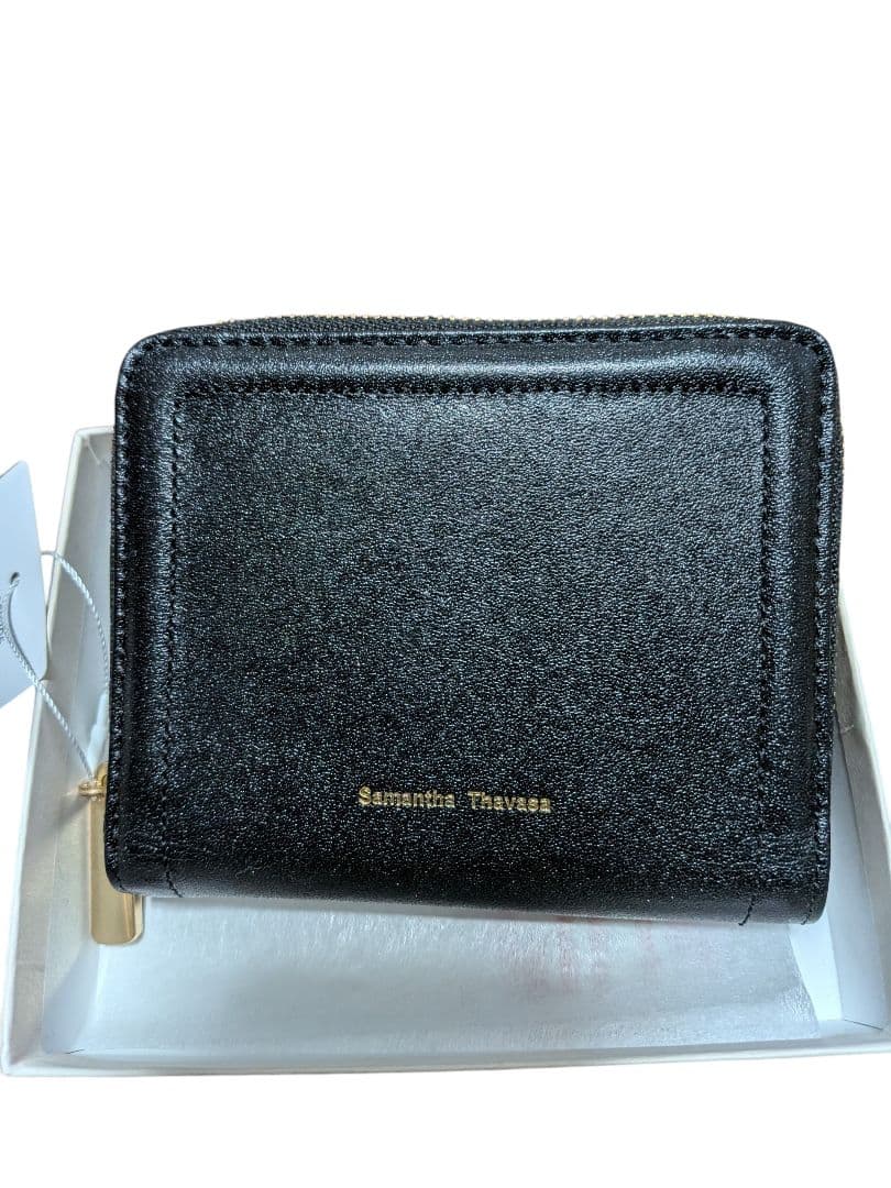 未使用　Samantha Thavasa　シンプルラメレザー 二つ折り折財布