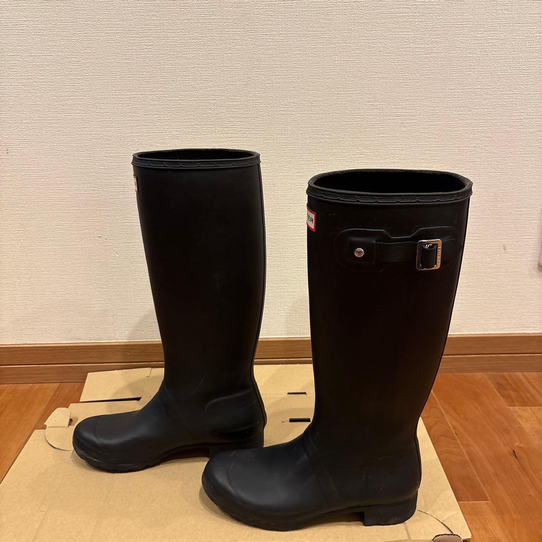 HUNTER ブラック ロングブーツ24センチ