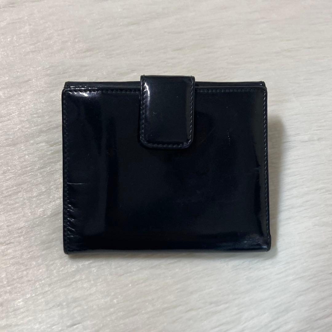 本日特別値下げ　GUCCI グッチ　エナメル　二つ折り　ダブルホック　黒　GG
