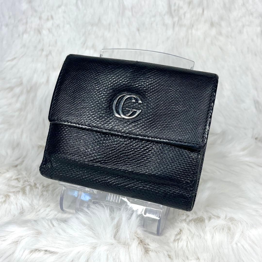 【美品】GUCCI ブラックレザー 三つ折り財布