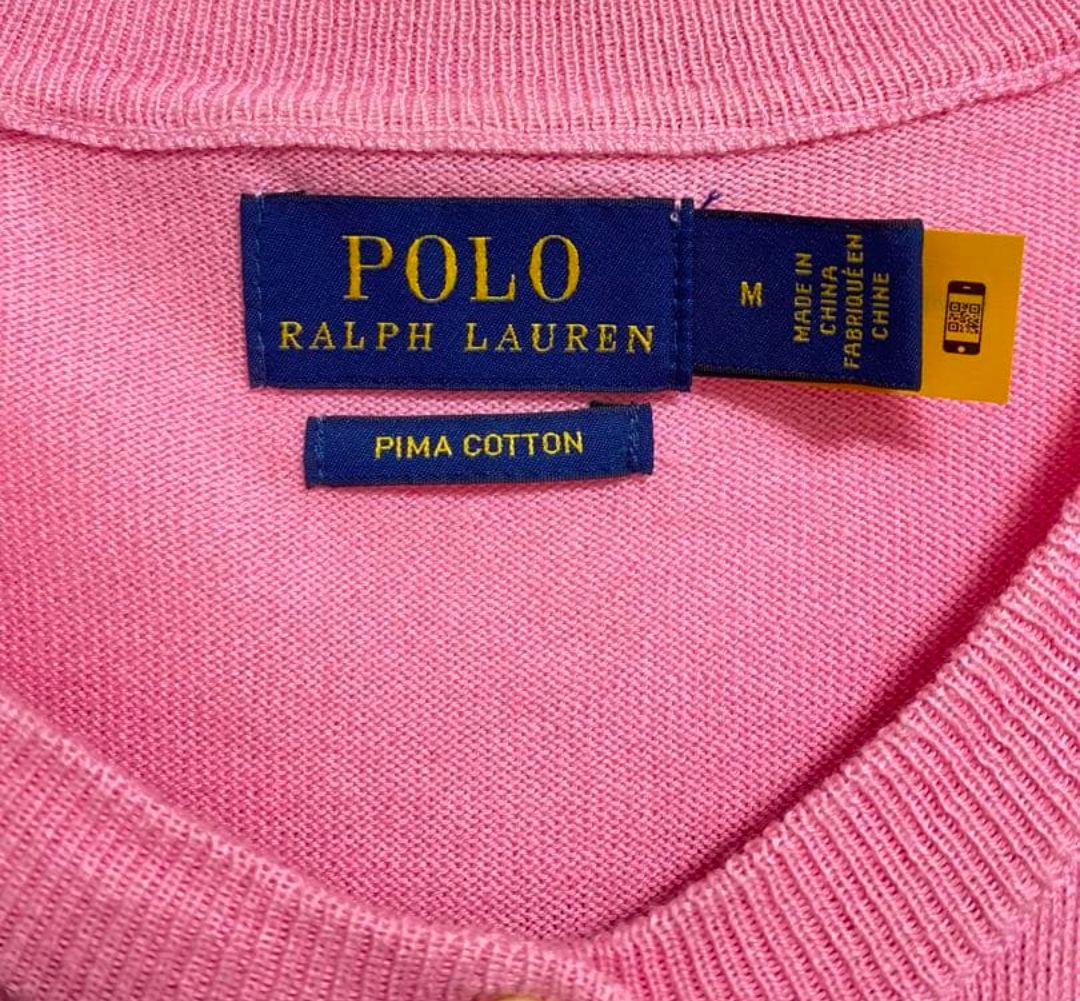 美品ラルフローレンpoloピンク カーディガン M 黄色タグあり