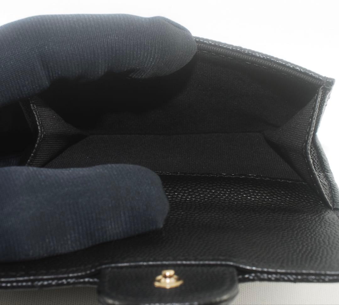 シャネル＊CHANEL＊キャビアスキン＊マトラッセ＊三つ折り財布＊ブラック＊ココ