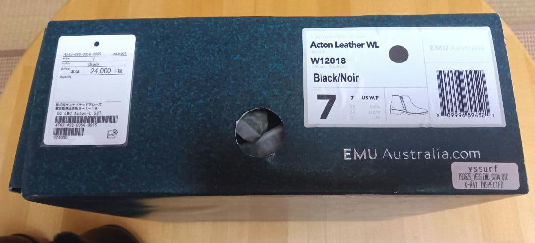 エミュ/EMU Acton ショートブーツ　24センチ　黒　箱あり新品・未使用品