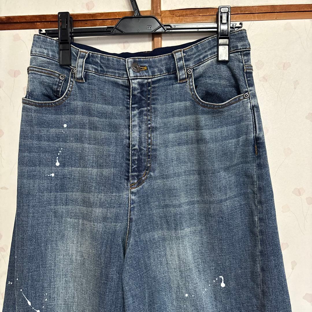 ayane ペイント加工 ブリーチ 伸縮性ありデニムパンツ　サイズ36