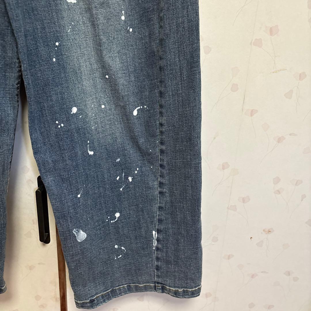 ayane ペイント加工 ブリーチ 伸縮性ありデニムパンツ　サイズ36