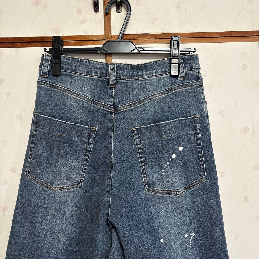 ayane ペイント加工 ブリーチ 伸縮性ありデニムパンツ　サイズ36