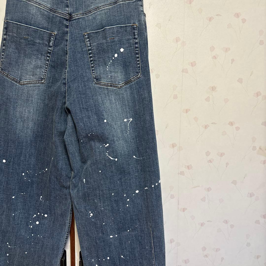 ayane ペイント加工 ブリーチ 伸縮性ありデニムパンツ　サイズ36