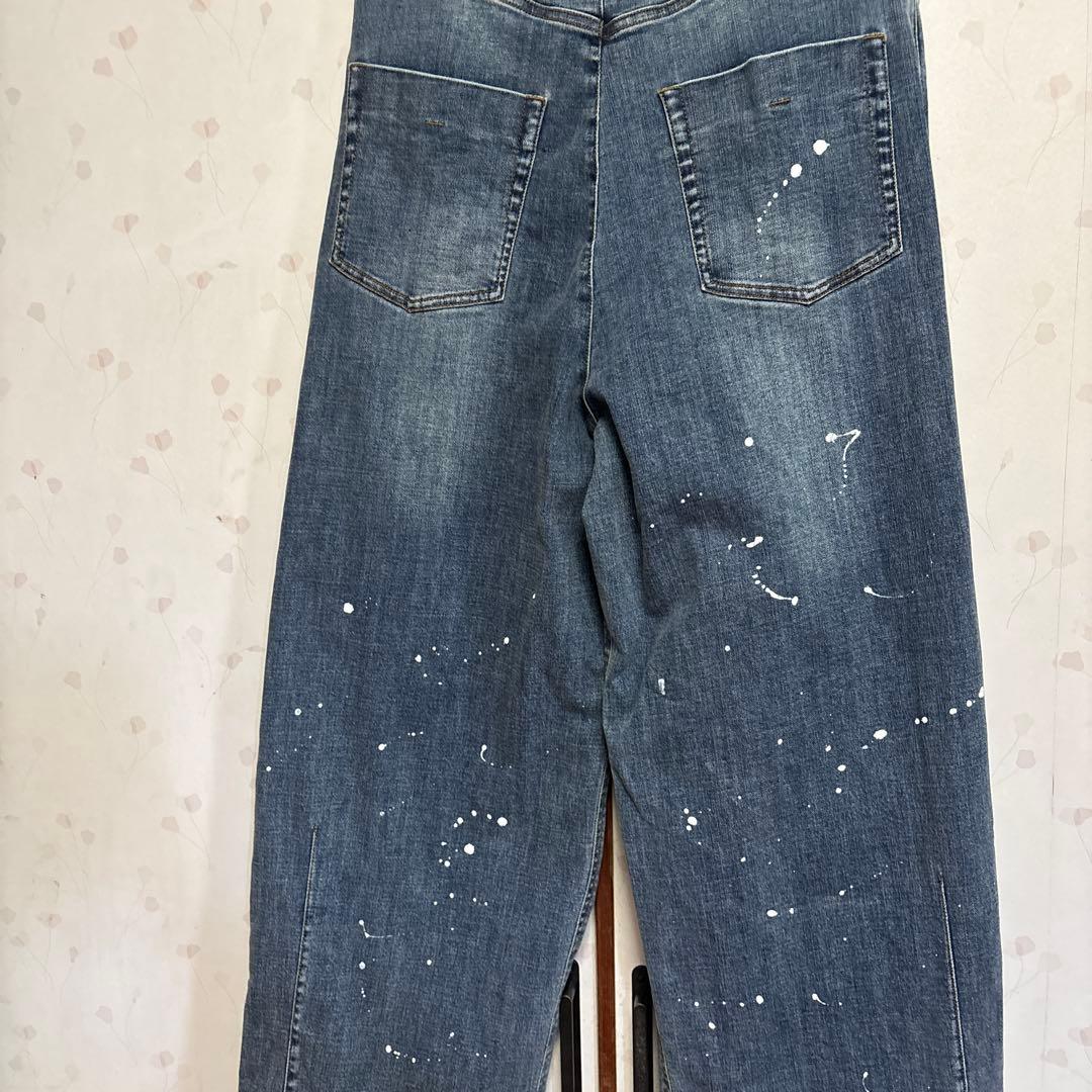 ayane ペイント加工 ブリーチ 伸縮性ありデニムパンツ　サイズ36