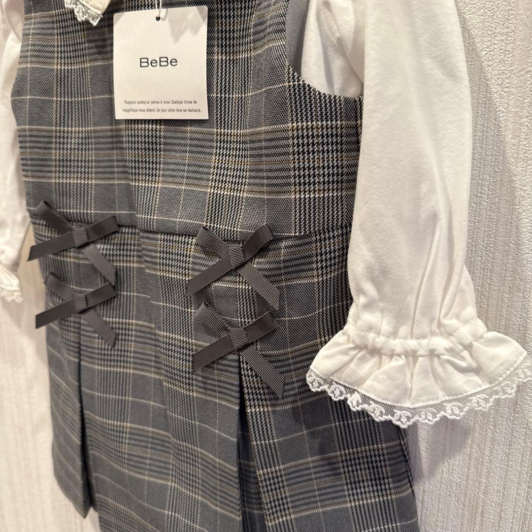 BeBe グレー系チェックスカート&ブラウスセット　秋冬　再度値下げ