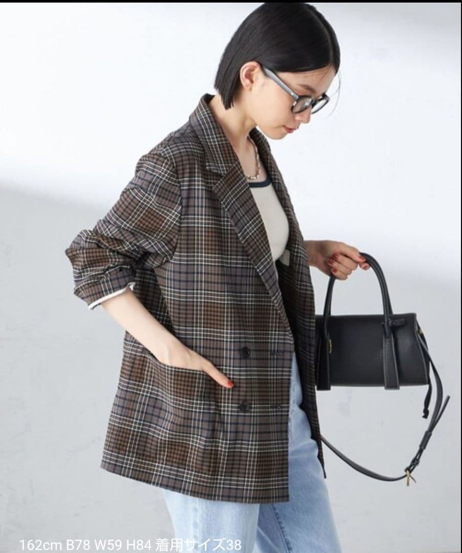 yukariさま専用〈手洗い可能〉ウール混 チェック ダブルボタン ジャケット