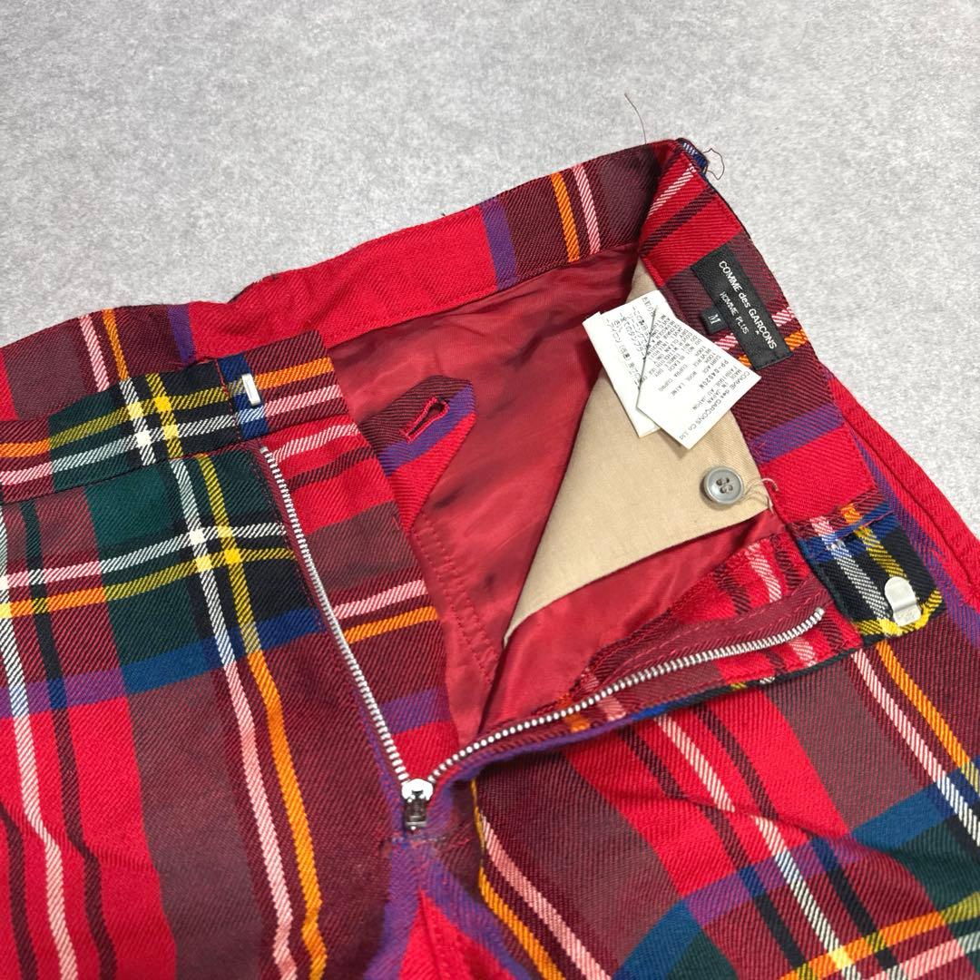 訳あり COMME des GARCONS チェック ウール ストレートパンツ