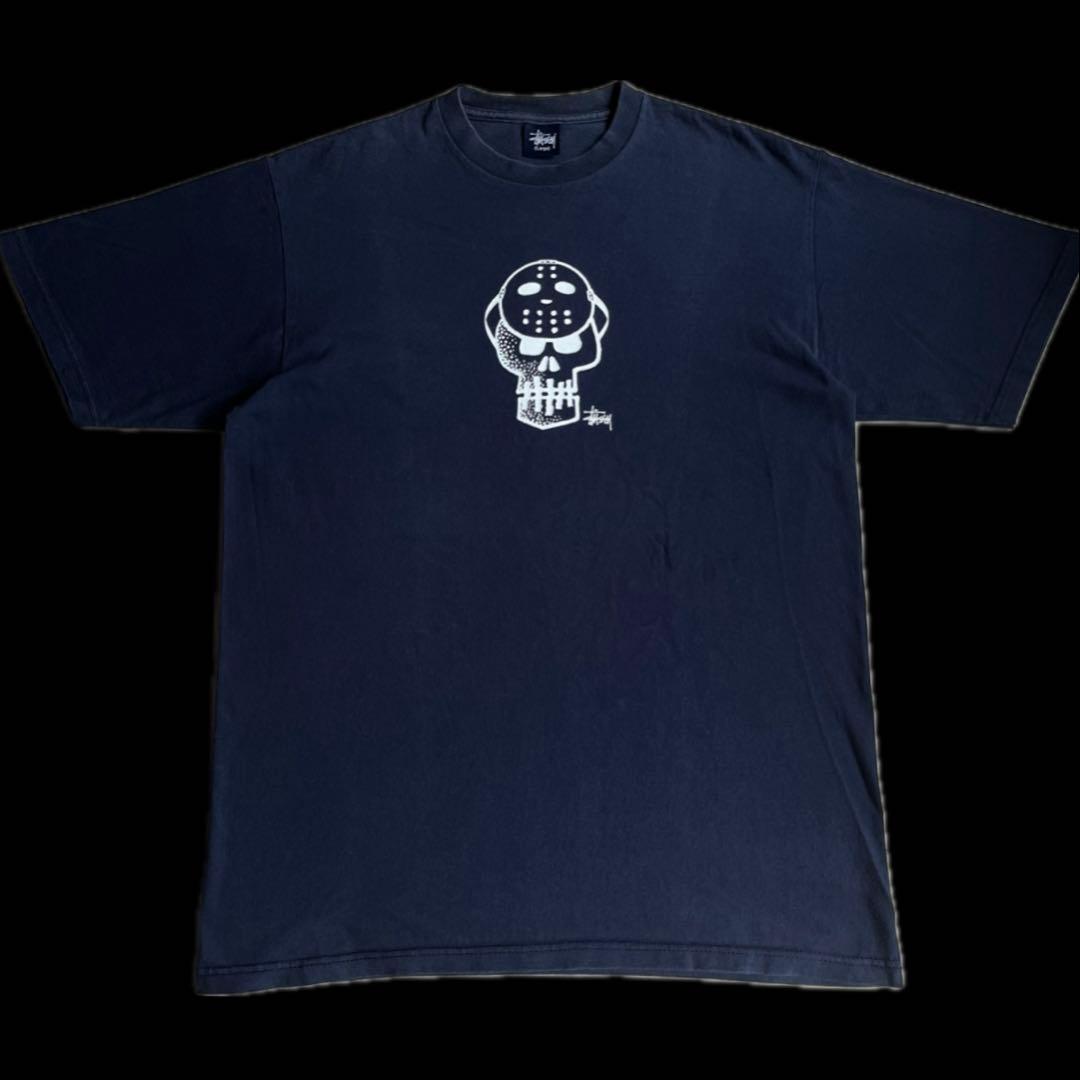 “スカルジェイソン” old stussy 紺タグ プリント Tシャツ 00s
