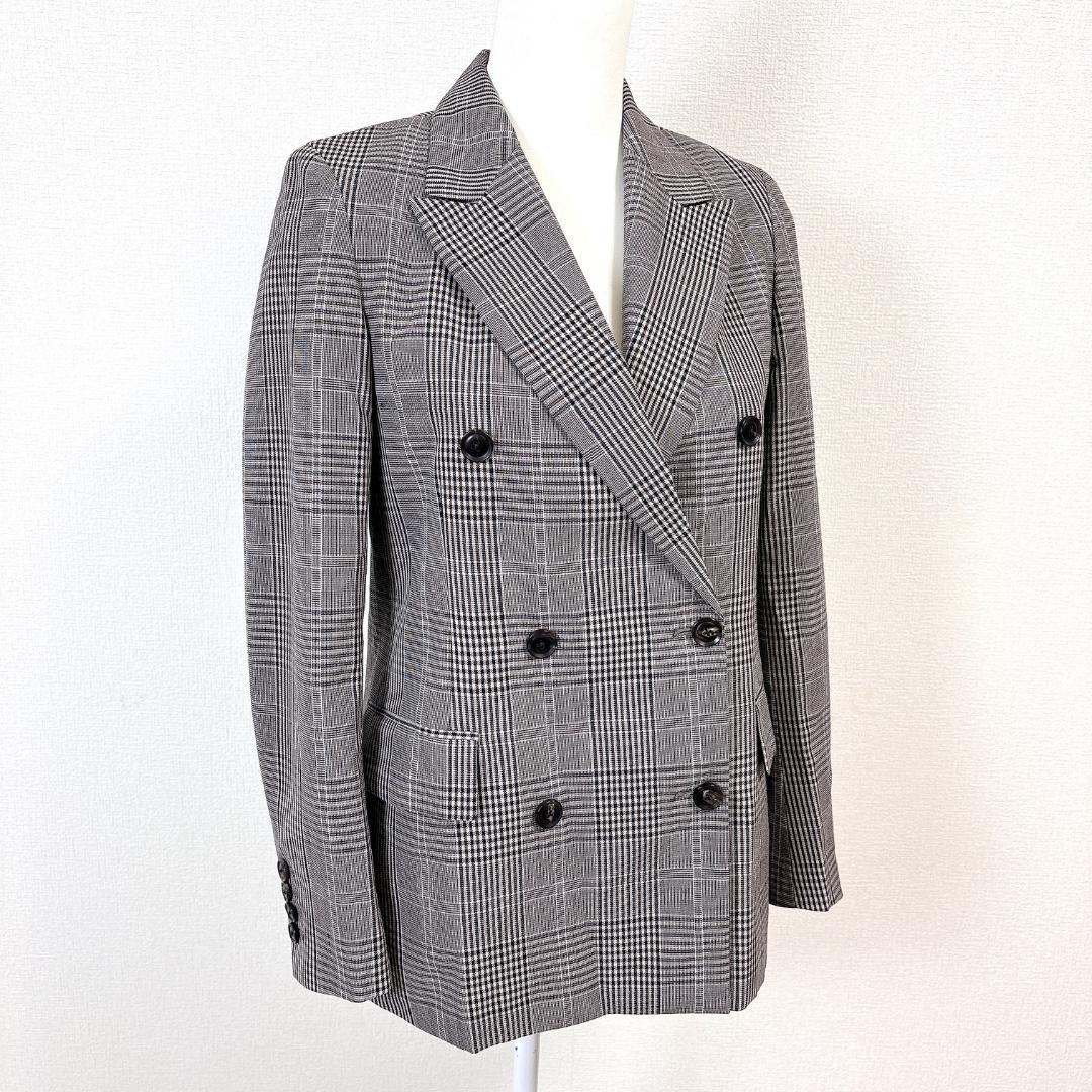 美品】 UNITED ARROWS ロングダブルジャケット 34 グレンチェック
